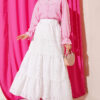 Belted Ruffled Skirt White all'ingrosso skirt view 2 - Hicabistan fabbrica Turchia