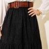 Belted Ruffled Skirt Black en gros skirt view 4 - Hicabistan usine Turquie