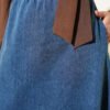 Belted Pocket Elastic Waist Denim Skirt Blue wholesale skirt view 4 - Hicabistan Turkey factory
