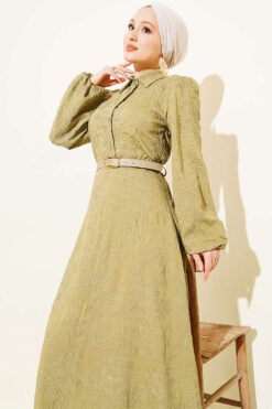 Vista alternativa de Belted Floral Embroidered Button Dress