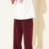 Belted Button Wide Leg Trousers Burgundy wholesale pants view 3 - Hicabistan Turkey factory