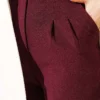 Belted Button Wide Leg Trousers Burgundy wholesale pants view 4 - Hicabistan Turkey factory
