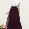 Belted Lace Detail Skirt Purple groothandel skirt view 2 - Hicabistan Turkije fabriek