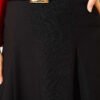 Belted Stitch Detail Flared Skirt Black al por mayor skirt view 4 - Hicabistan fábrica Turquía