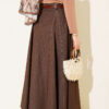 Belted Stitch Detail Denim Skirt Brown بالجملة skirt view 3 - Hicabistan مصنع تركيا