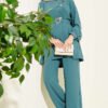 Belted Button Detail Two-Piece Set Petrol