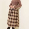 Belted Checked Pattern Pleated Skirt Mink بالجملة skirt view 2 - Hicabistan مصنع تركيا