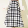 Belted Checkered Scuba Skirt Black