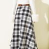 Belted Checkered Scuba Skirt Black wholesale skirt view 3 - Hicabistan Turkey factory