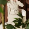 Belted Zippered Basic Skirt Set Beige Großhandel clothing set - Hicabistan Türkei Fabrik