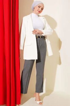 Alternative view of Belted Zippered Slim Pants