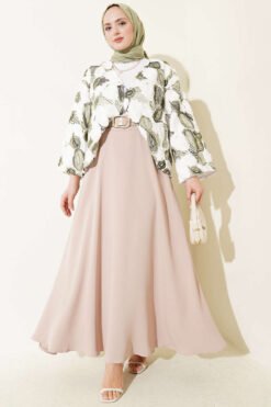 Alternatieve weergave van Belted Zippered Basic Skirt Beige