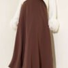Belted Zippered Basic Skirt Brown en gros skirt - Hicabistan usine Turquie