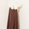 Belted Zippered Basic Skirt Brown wholesale skirt view 2 - Hicabistan Turkey factory