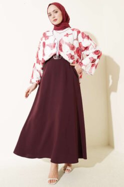 Alternatieve weergave van Belted Zippered Basic Skirt Plum