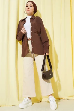 Alternative view of Belted Wide Leg Denim Pants Beige