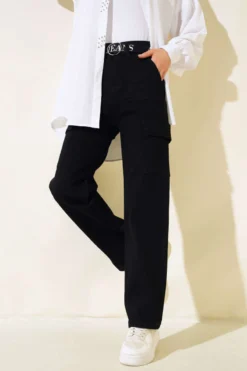 Alternative view of Belted Cargo Pocket Pants Black