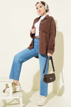 Alternative view of Belted Cut-Out Straight Leg Jeans Blue