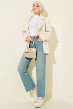 Alternative view of Belted Cut-Out Straight Leg Jeans
