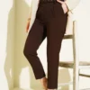 Belted Fabric Trousers Brown