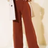Belted Loose Fit Pants Brown