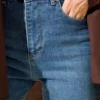 Belted Mom Jeans Pants Blue wholesale pants view 4 - Hicabistan Turkey factory