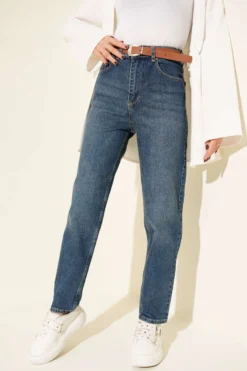 Alternative view of Belted Mom Jeans Pants