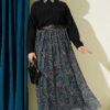 Belted Paisley Pattern Chiffon Skirt Emerald al por mayor skirt view 2 - Hicabistan fábrica Turquía