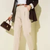 Belted Pleated Detail Carrot Pants Stone