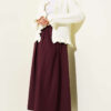 Belted Pleated Skirt Burgundy wholesale skirt view 2 - Hicabistan Turkey factory