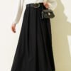 Belted Pleated Skirt Black