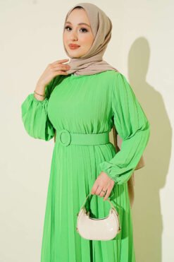 Alternative view of Belted Pleated Flared Dress