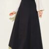 Belted Pleated Flared Skirt Black