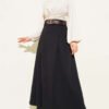 Belted Pleated Flared Skirt Black wholesale skirt view 2 - Hicabistan Turkey factory