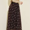 Belted Polka Dot Chiffon Skirt Brown wholesale skirt view 3 - Hicabistan Turkey factory