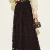Belted Glitter Tulle Skirt Brown