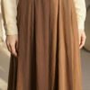 Belted Tencel Pleated Skirt Brown wholesale skirt view 3 - Hicabistan Turkey factory