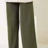 High Waist Wide Leg Trousers with Belt Khaki wholesale pants view 3 - Hicabistan Turkey factory