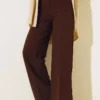 High Waist Wide Leg Trousers with Belt Brown wholesale pants view 2 - Hicabistan Turkey factory