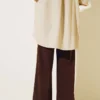 High Waist Wide Leg Trousers with Belt Brown wholesale pants view 3 - Hicabistan Turkey factory
