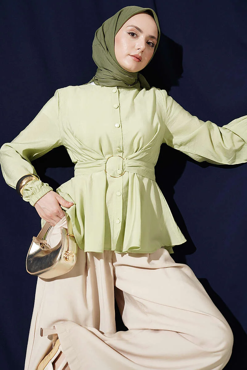 Self-Tie Short Shirt wholesale shirt - Hicabistan Turkey factory
