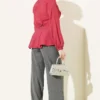 Self-Tie Short Shirt Burgundy al por mayor shirt view 3 - Hicabistan fábrica Turquía