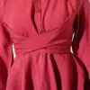 Self-Tie Short Shirt Burgundy al por mayor shirt view 4 - Hicabistan fábrica Turquía