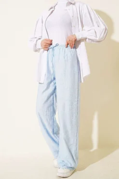 Self-Patterned Elastic Waist Pants