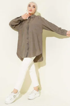 Alternative view of Self-Patterned Flower Shirt Mink