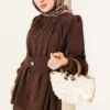 Shirt with Self-Tie Detail Brown