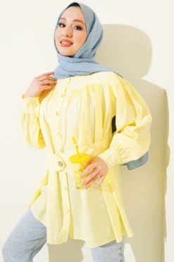 Shirt with Self-Tie Detail Yellow