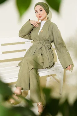 Belted Kimono Two-Piece Set