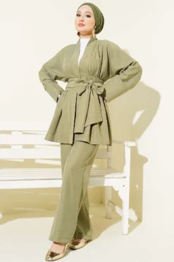 Alternative view of Belted Kimono Two-Piece Set