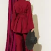 Belted Kimono Two-Piece Set Burgundy wholesale clothing set view 3 - Hicabistan Turkey factory